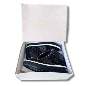 Rare Find: Jimmy Choo Belgravia Black Velvet Glitter High-Tops – Size 46